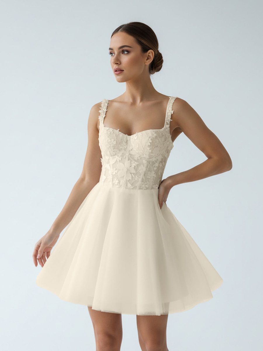 Kalina | Elegant A - Line Sweetheart Wedding Dress With Lace - KissProm