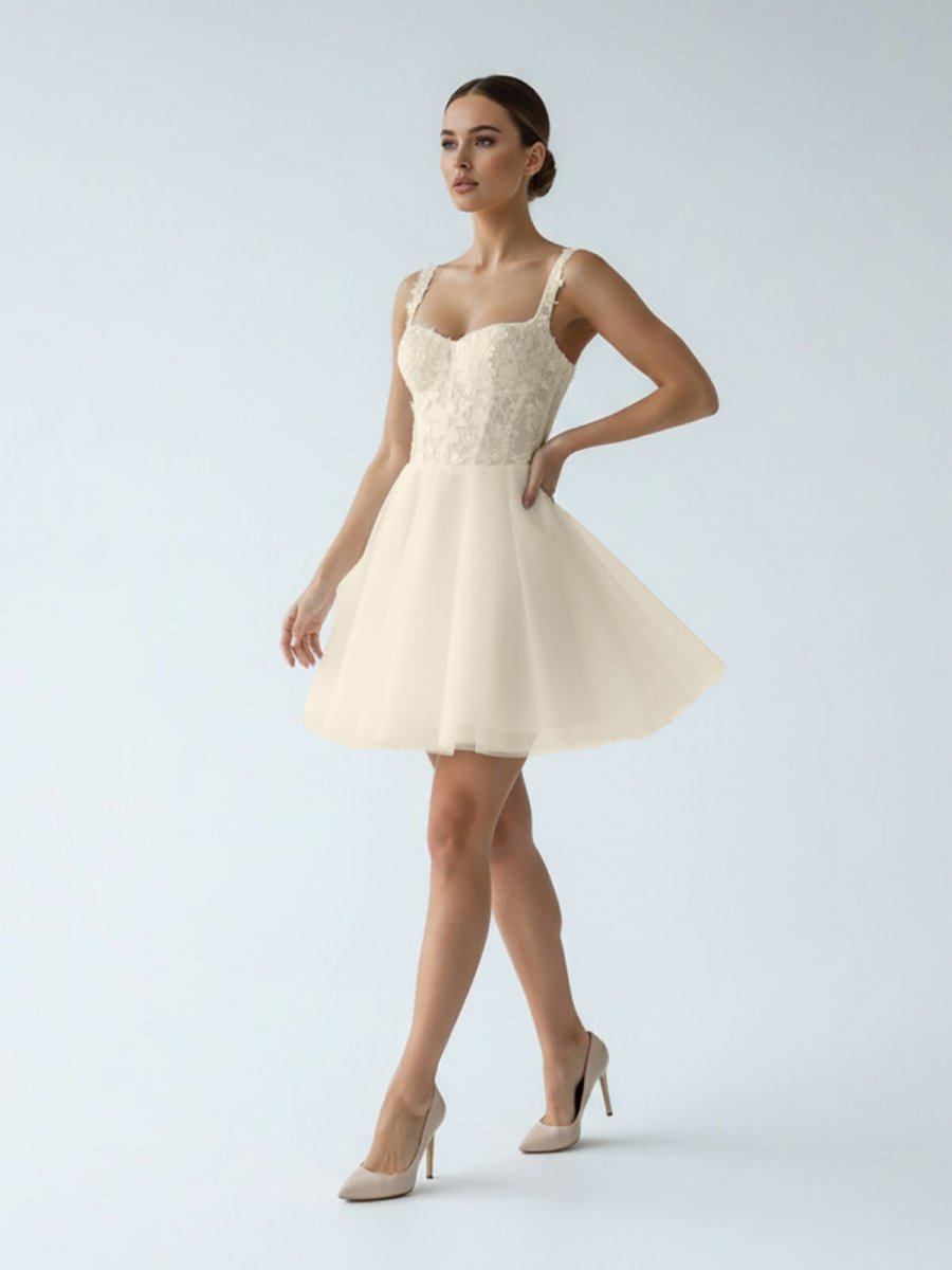 Kalina | Elegant A - Line Sweetheart Wedding Dress With Lace - KissProm