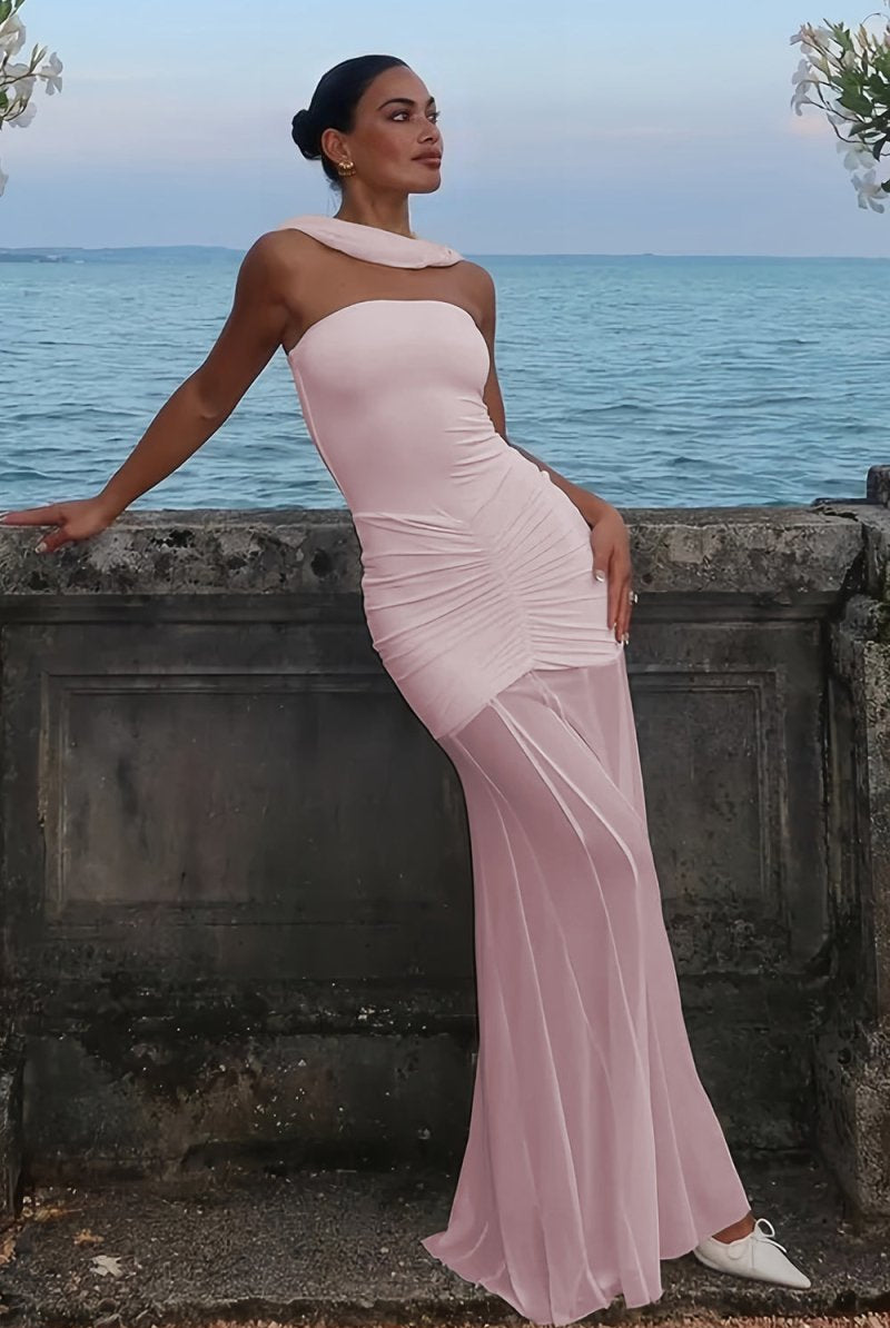 Kessy | Red - Mermaid Off The Shoulder Ruched Tulle Long Prom Dresses - KissProm