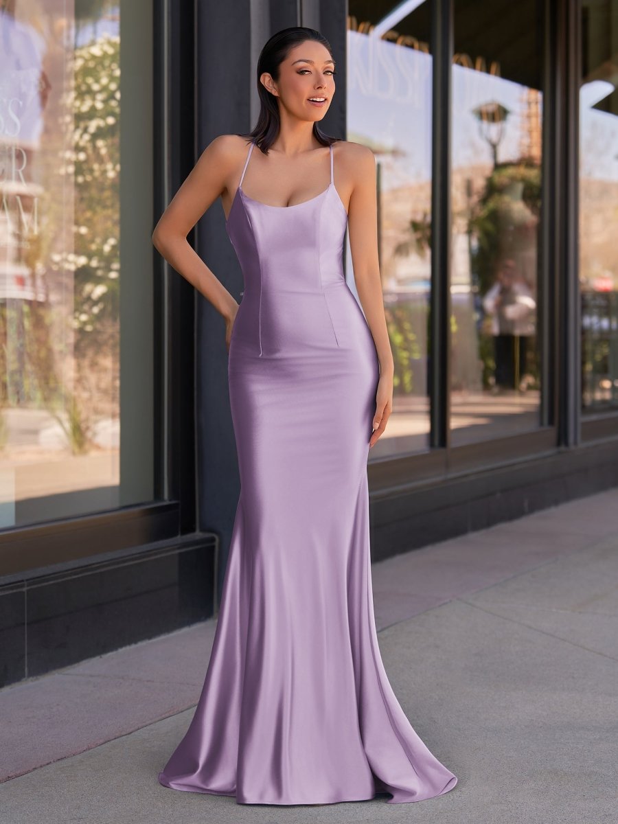 Kimia | Cute Mermaid Scoop Neck Satin Long Prom Dress