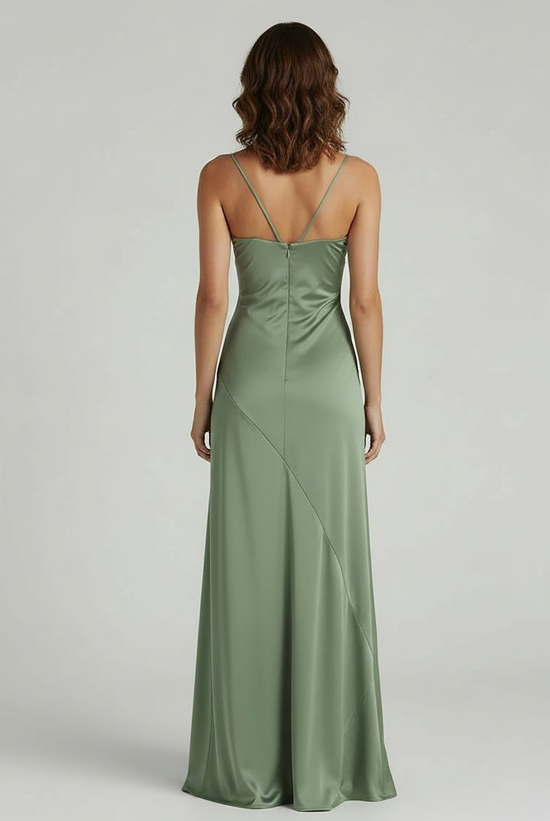 KissProm-Kitri Sage Sweetheart Long Sheath Prom Dress With Split