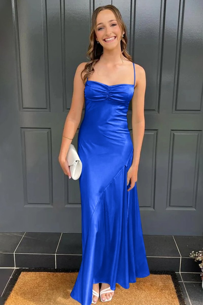 KissProm-Kitri Royal Blue Sweetheart Long Sheath Prom Dress With Split