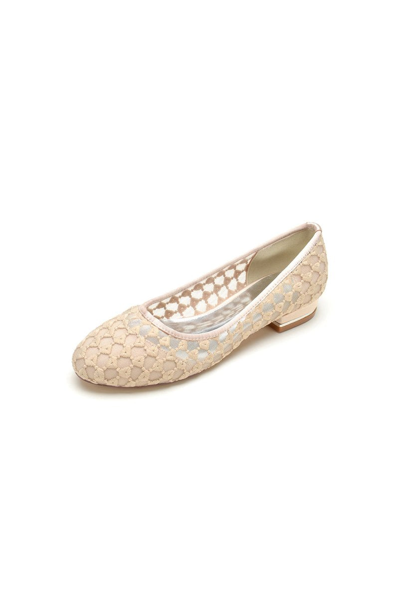 Lace Pointed Toe Wedding Flats - KissProm