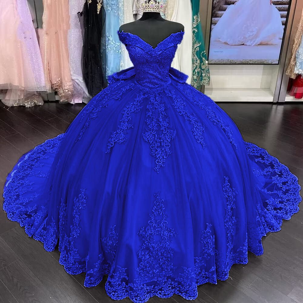 Lace Sage Applique Off Shoulder Quinceanera Dresses