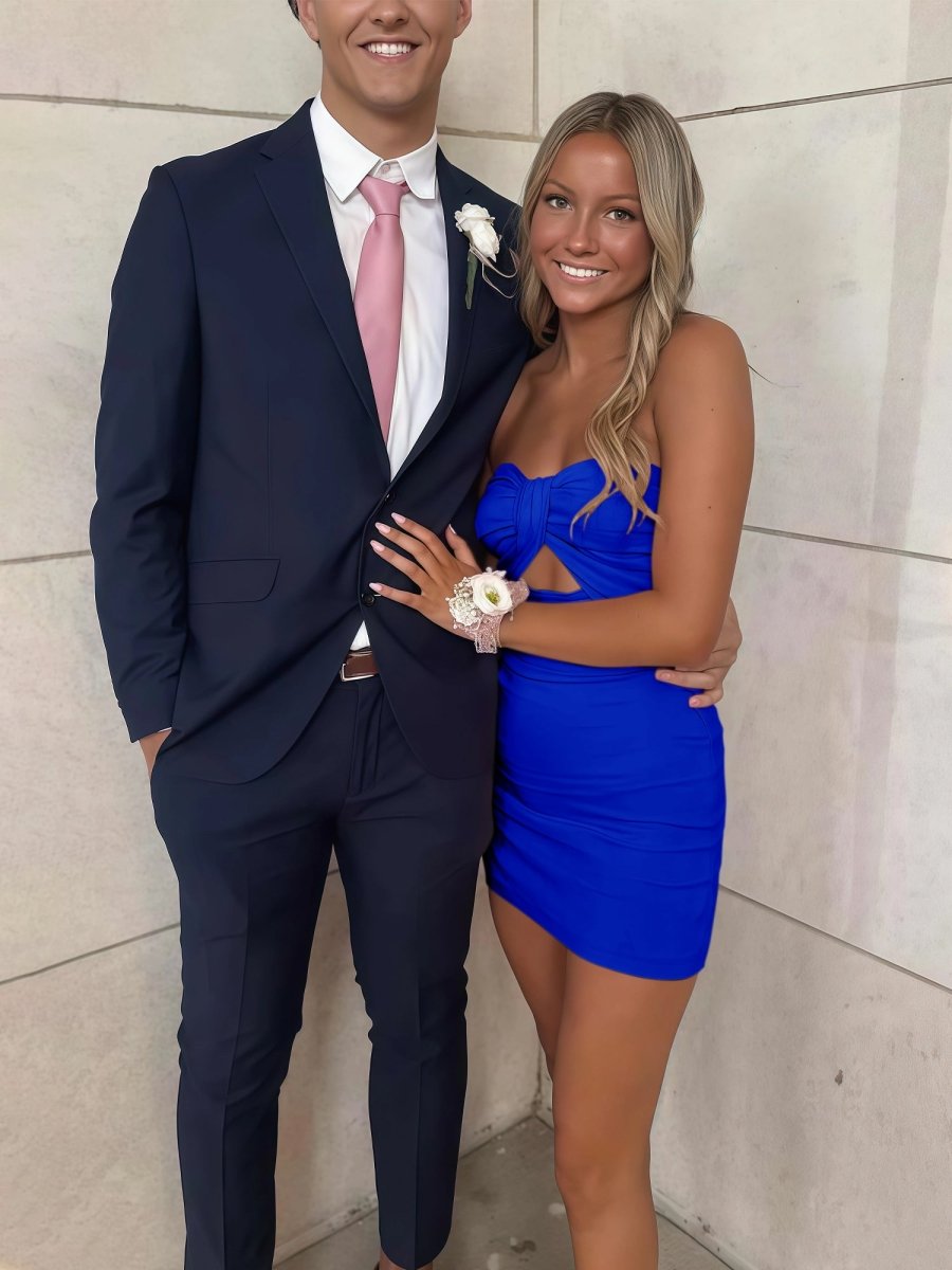 Gali | Royal Blue - Strapless A Line Short Homecoming Dresses