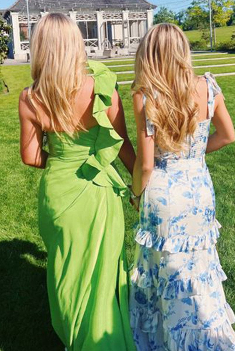 Laurina | Blue Sweetheart A Line Long Floral Prom Dress