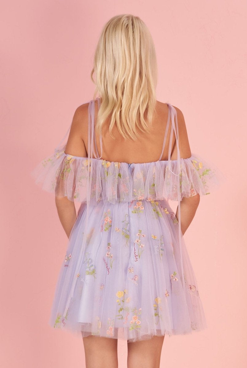 Lavender Off the Shoulder Corset Homecoming Dress with Ruffles