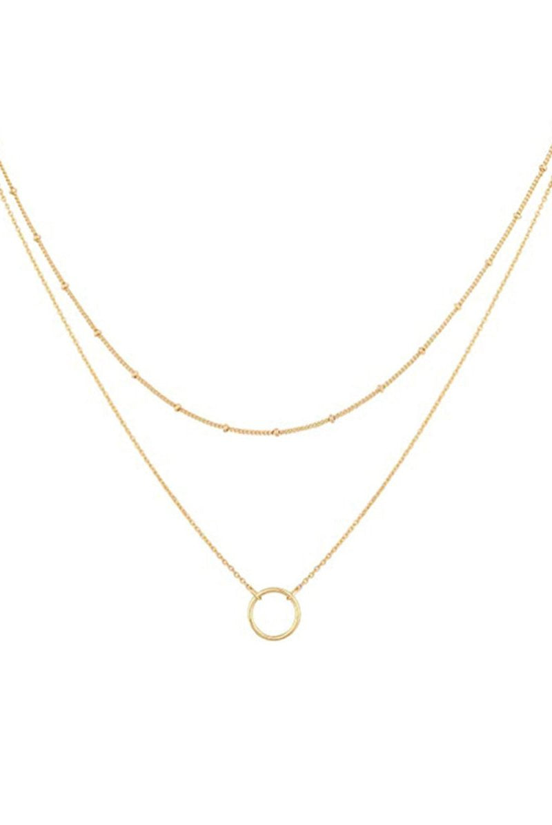 Layered Gold Circle Pendant Necklace