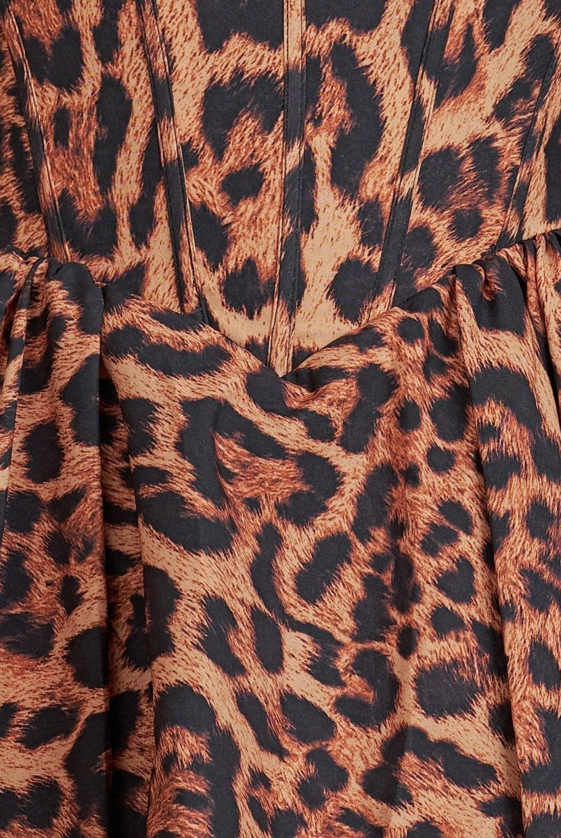 Leander | Leopard - Square Neck A Line Print Short Homecoming Dress