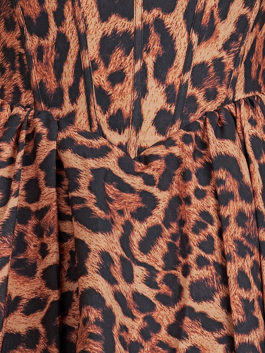 Leander | Leopard - Square Neck A Line Print Short Homecoming Dress