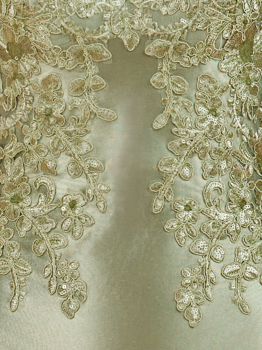 Leirae | Sage - V Neck Bodycon Satin Sequins Homecoming Dresses With Appliques