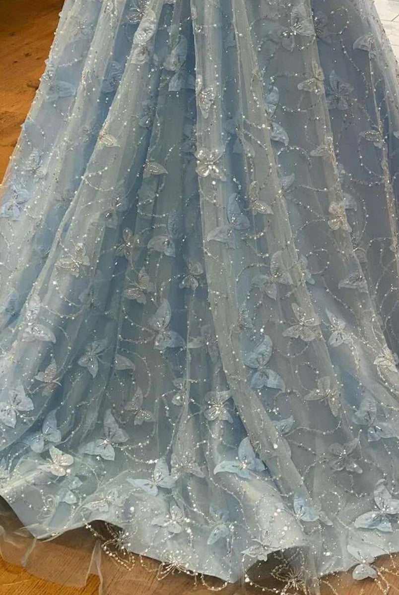 Anaya |A Line Off the Shoulder Satin Lace Prom Dress