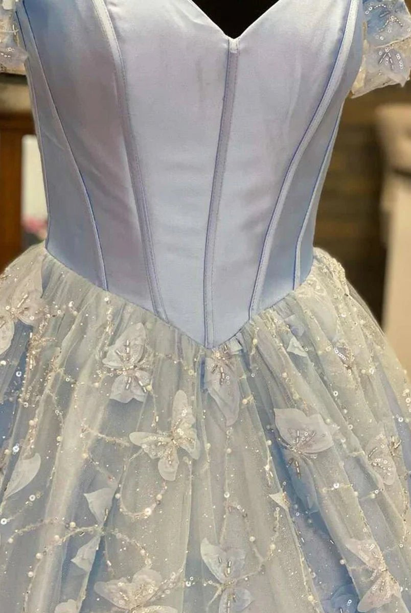 Anaya |A Line Off the Shoulder Satin Lace Prom Dress