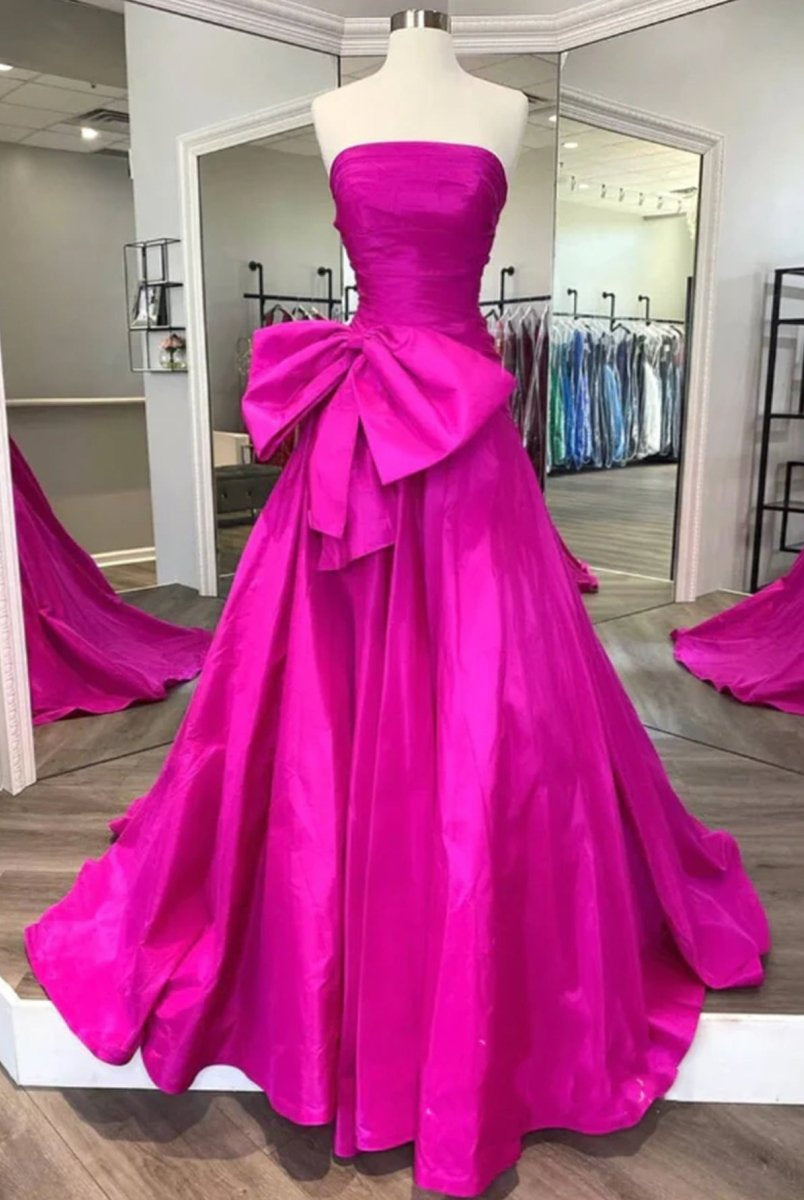 Maisie |A-line Strapless Taffeta Long Prom Dress With Slit