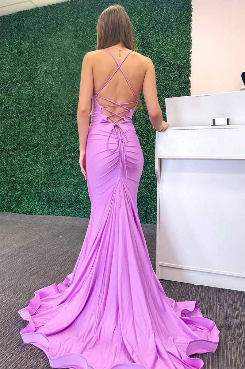 Adaline | Mermaid Cowl Neck Jersey Long Prom Dress - KissProm