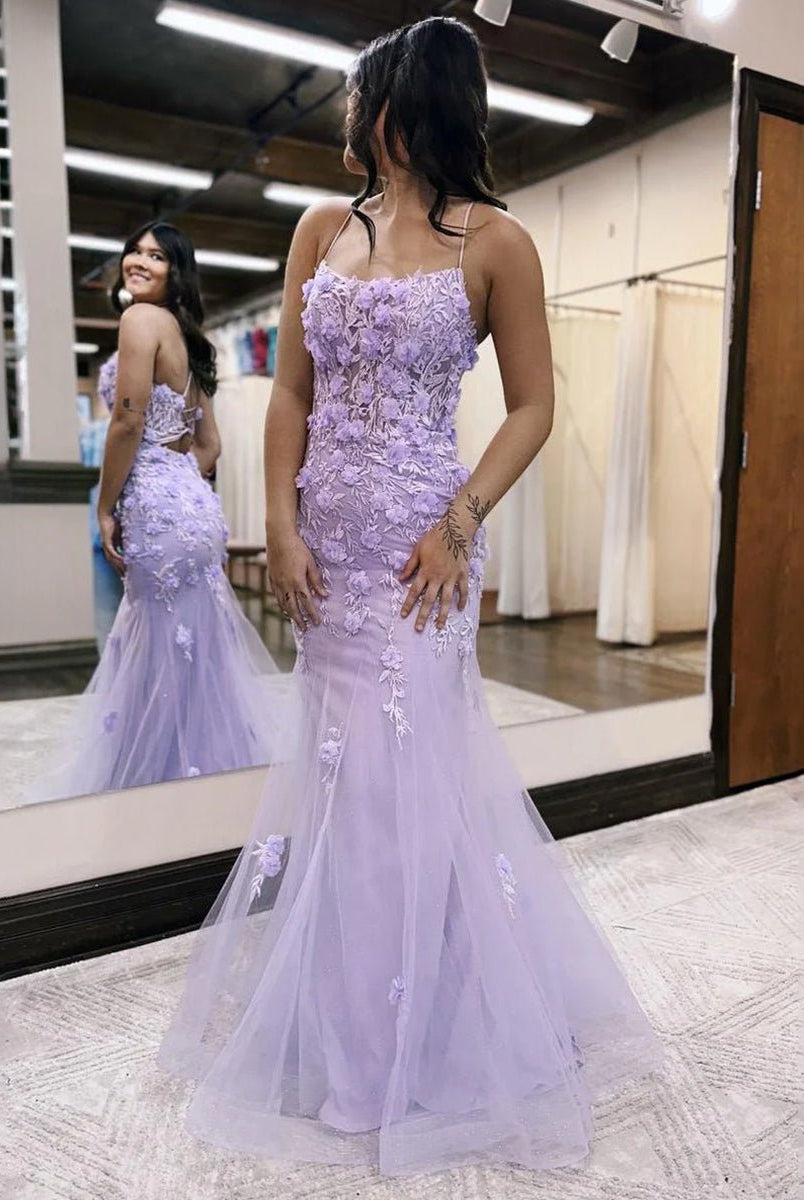 Armani |Lilac Mermaid Scoop Neck Prom Dress with Appliques - KissProm
