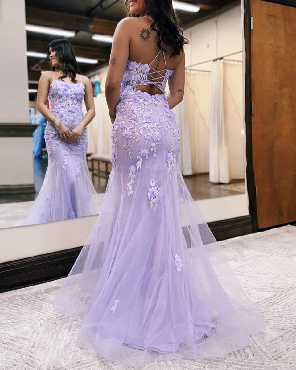 Armani |Lilac Mermaid Scoop Neck Prom Dress with Appliques - KissProm
