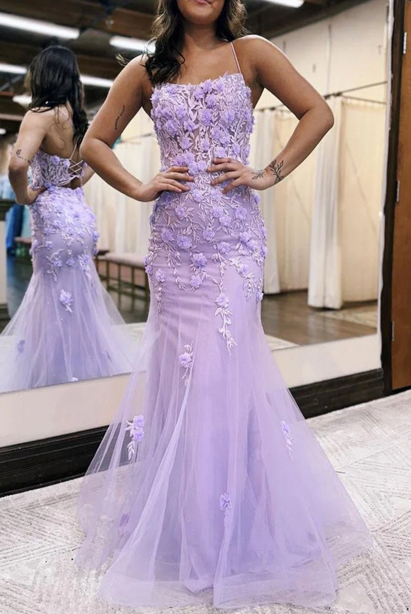Armani |Lilac Mermaid Scoop Neck Prom Dress with Appliques - KissProm