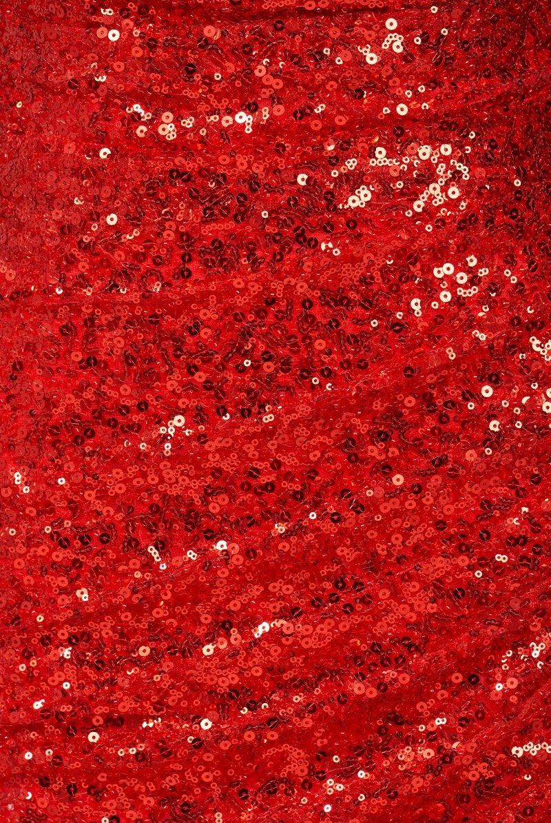 Liorina | Red - Strapless Mermaid Sequins Pleated Formal Prom Dresses With Slit - KissProm