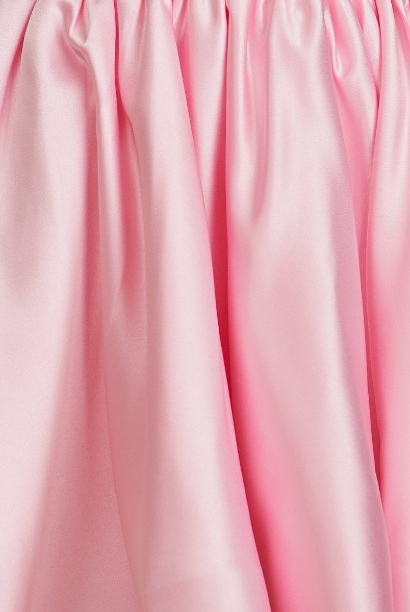 Lirra | Pink - A Line Strapless Satin Corset Short Homecoming Dresses with Sequins - KissProm