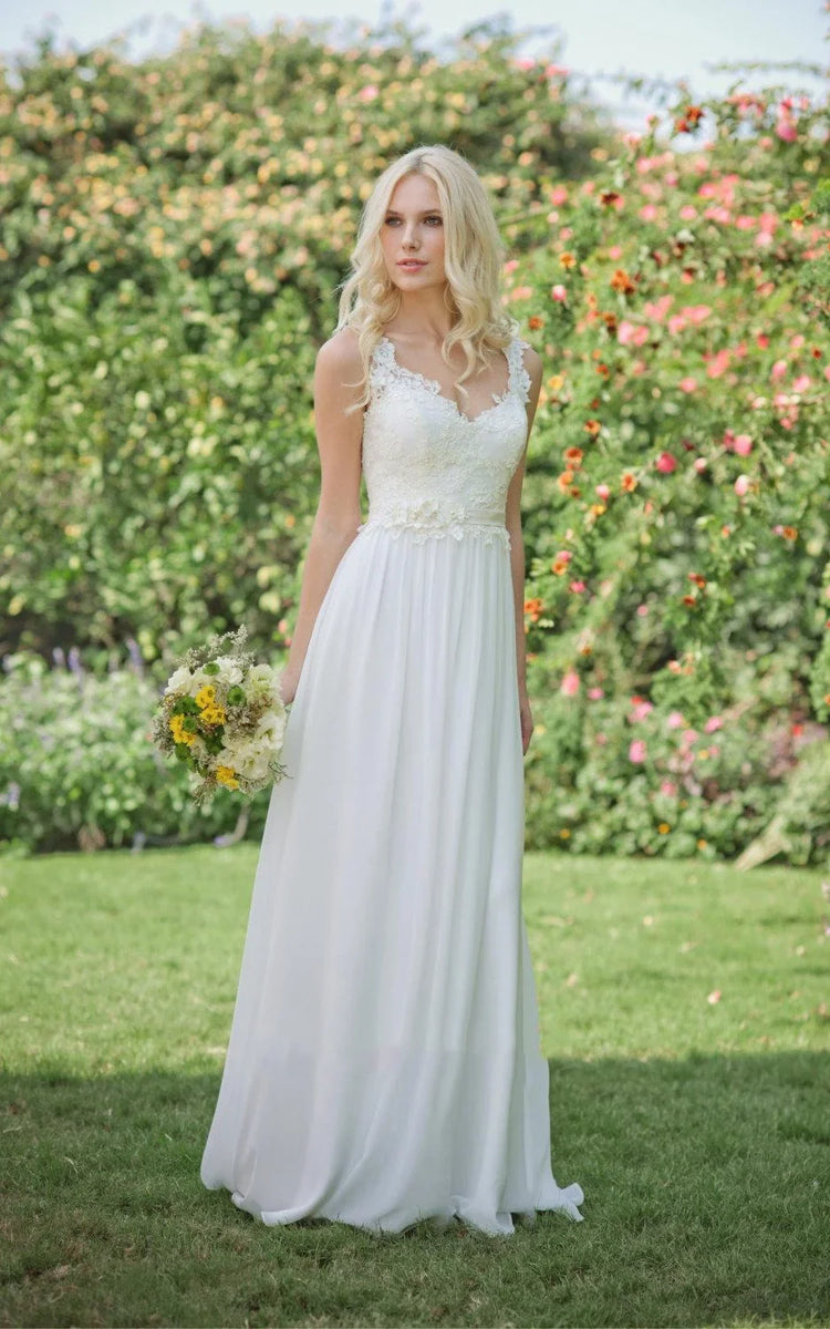 Chiffon Dress with Lace Straps Decor with Sash Bow Mist