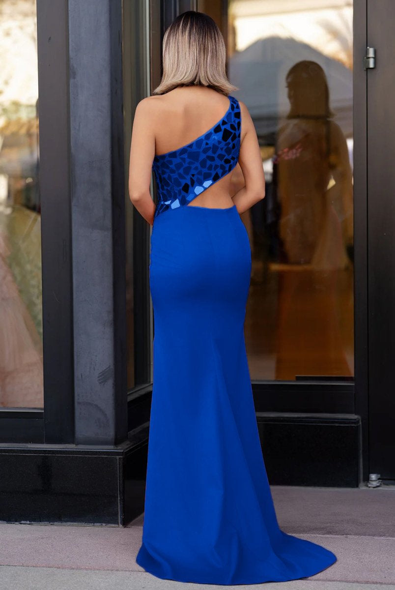 Ashley |Sheath One Shoulder Cut Mirror Sequins Prom Dress