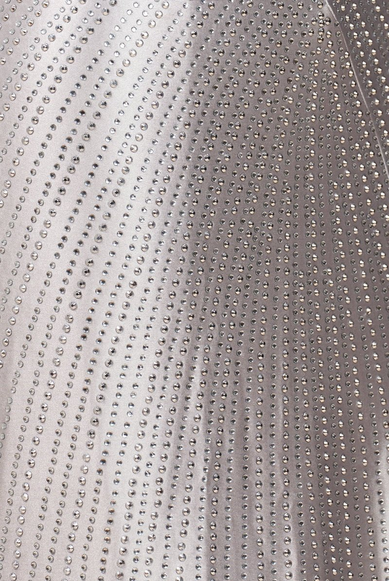 Loria | Silver - V Neck Mermaid Satin Beaded Long Formal Prom Dresses With Slit - KissProm