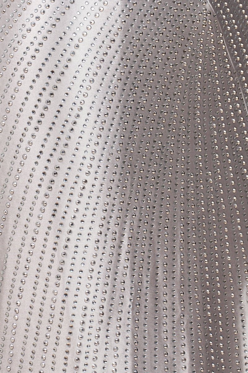 Loria | Silver - V Neck Mermaid Satin Beaded Long Formal Prom Dresses With Slit - KissProm