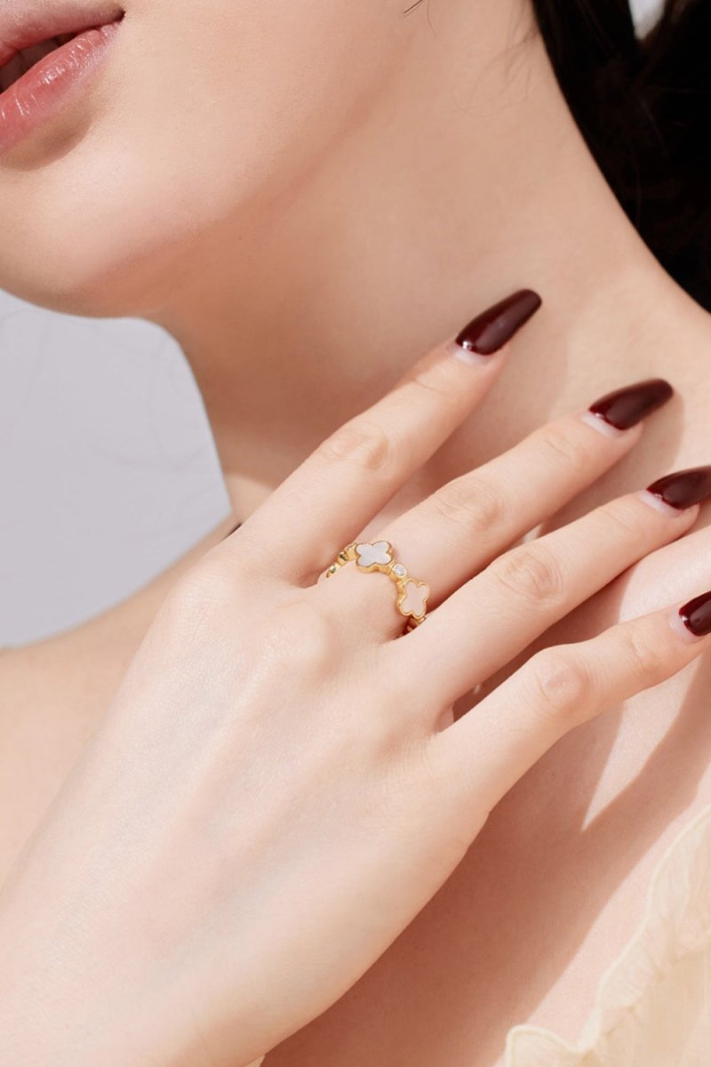 Lucky Four Leaf Clover Silver Ring - KissProm