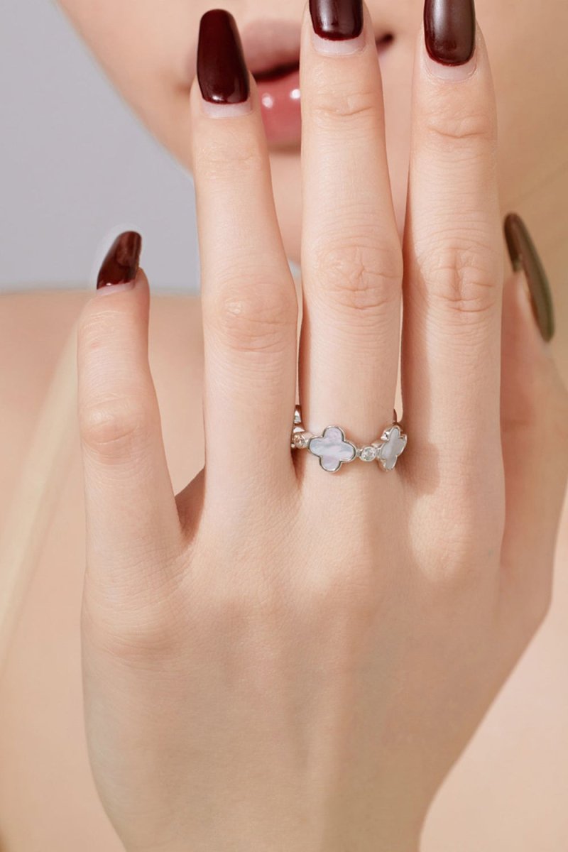 Lucky Four Leaf Clover Silver Ring - KissProm