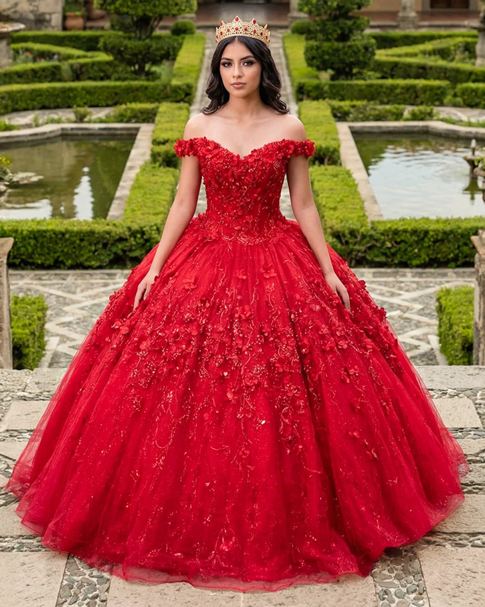 Ball Gown Lace Off-the-Shoulder Red Quinceanera Dress Red / 0 / With Cape Ball Gown Lace Off-the-Shoulder Red Quinceanera Dress Red / 0 / With Cape