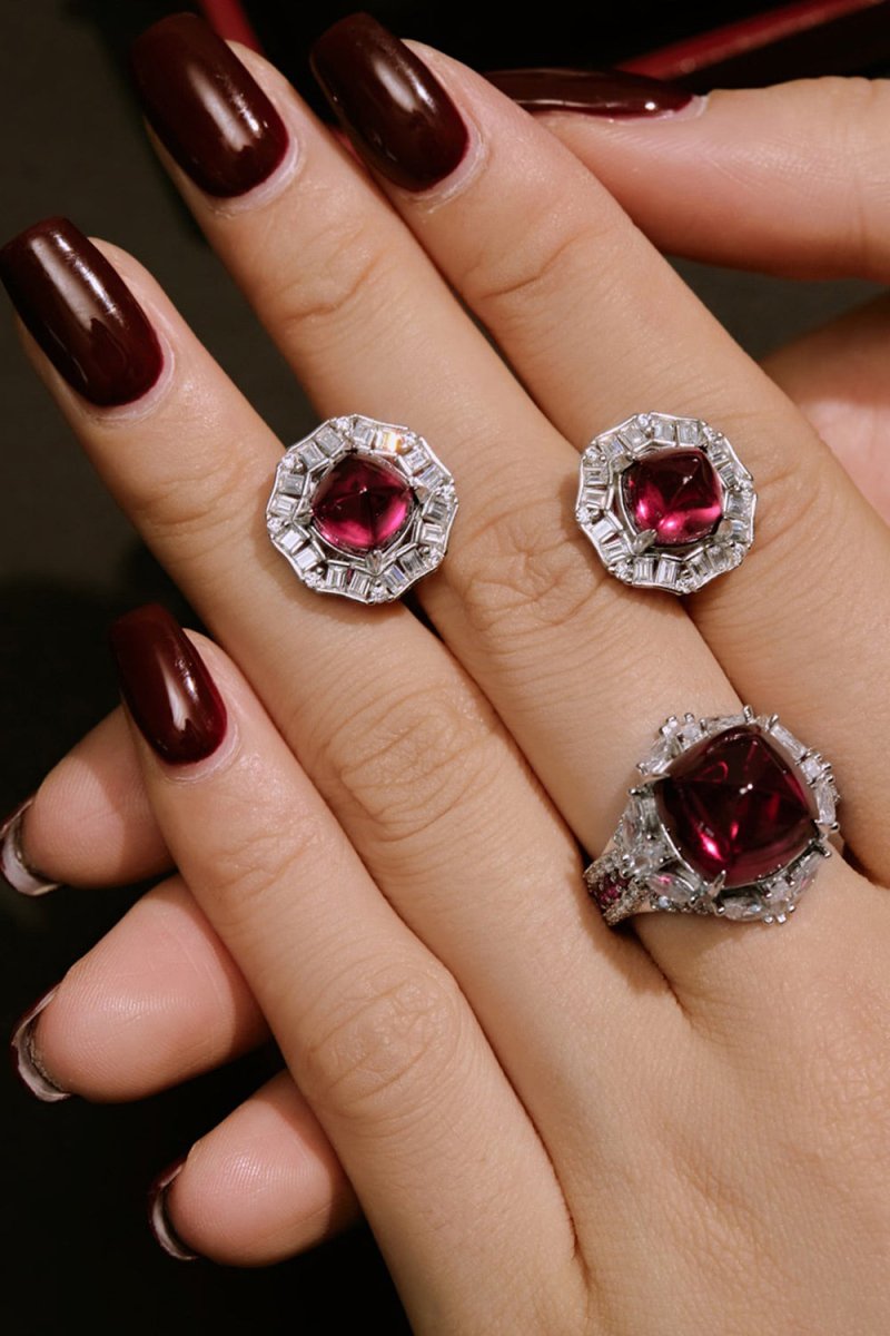 Luxurious Sugar Tower Ruby Engagement Ring - KissProm