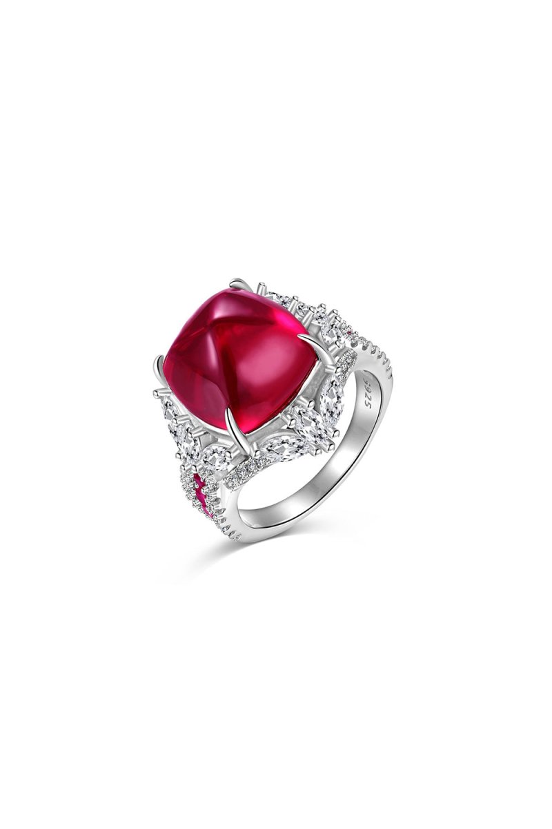Luxurious Sugar Tower Ruby Engagement Ring - KissProm