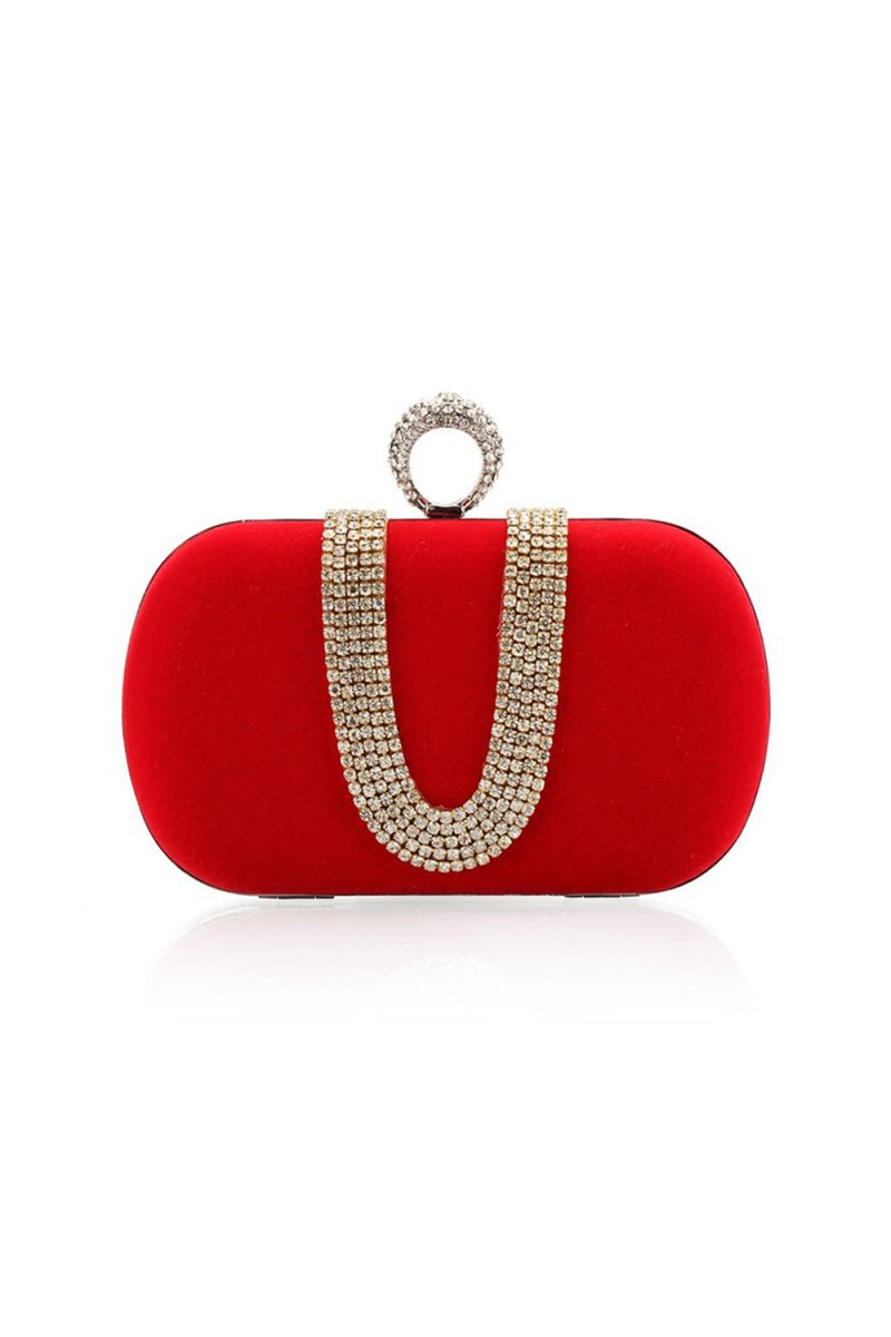 Luxury Red Handbag with Rhinestones - KissProm