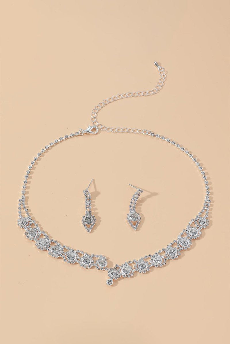 Luxury Round Zircon Necklace And earrings Set Of Two - KissProm
