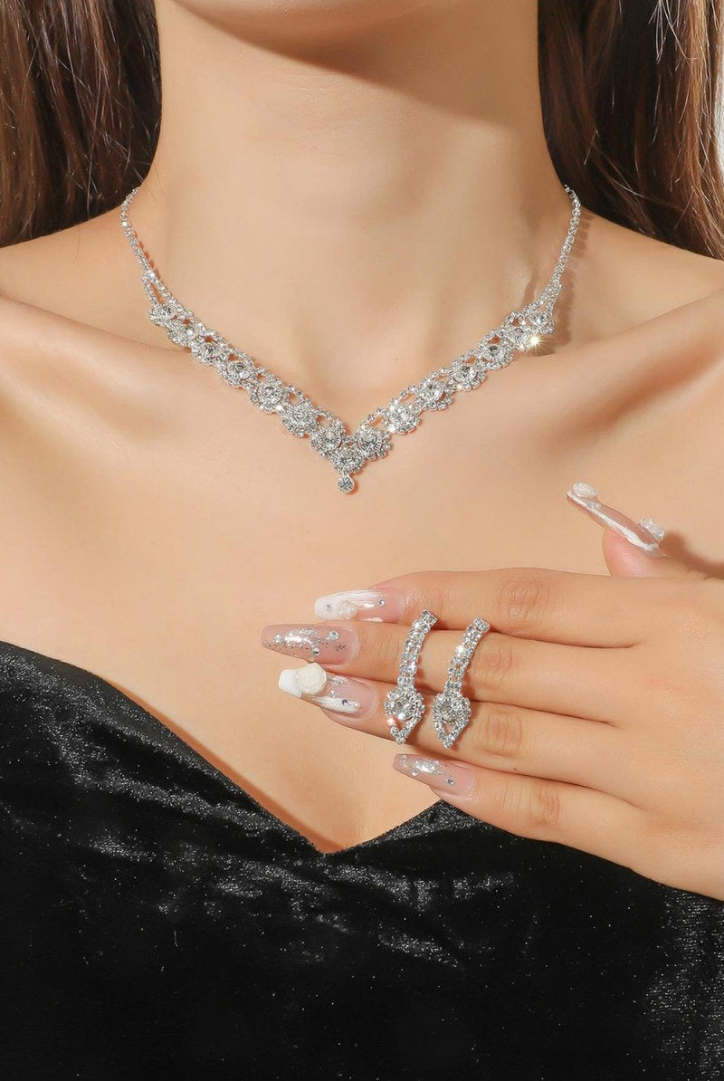 Luxury Round Zircon Necklace And earrings Set Of Two - KissProm