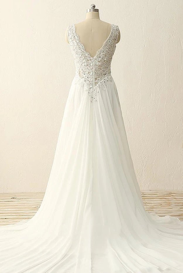 Maxi V-Neck Beading Chiffon Lace Satin Dress