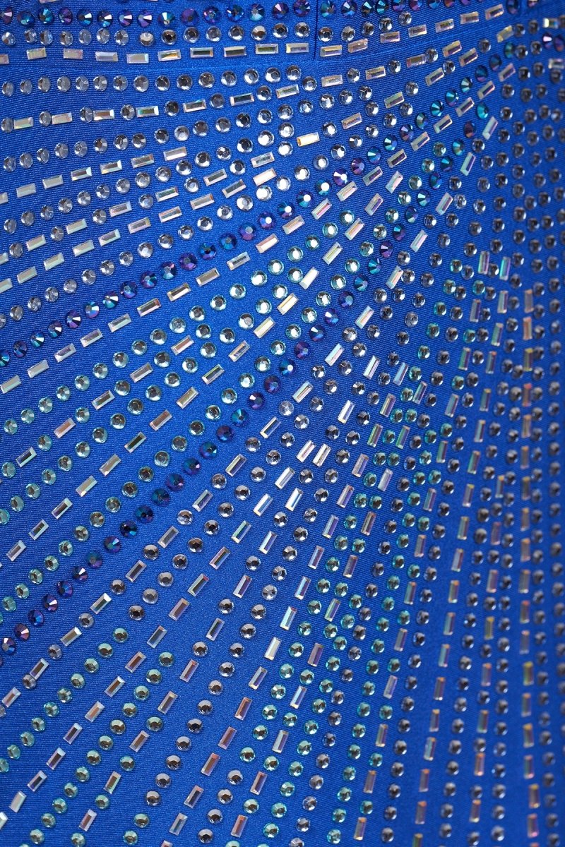 Meela | Royal Blue - Halter Satin Beaded Mermaid Backless Formal Prom Dresses With Slit - KissProm