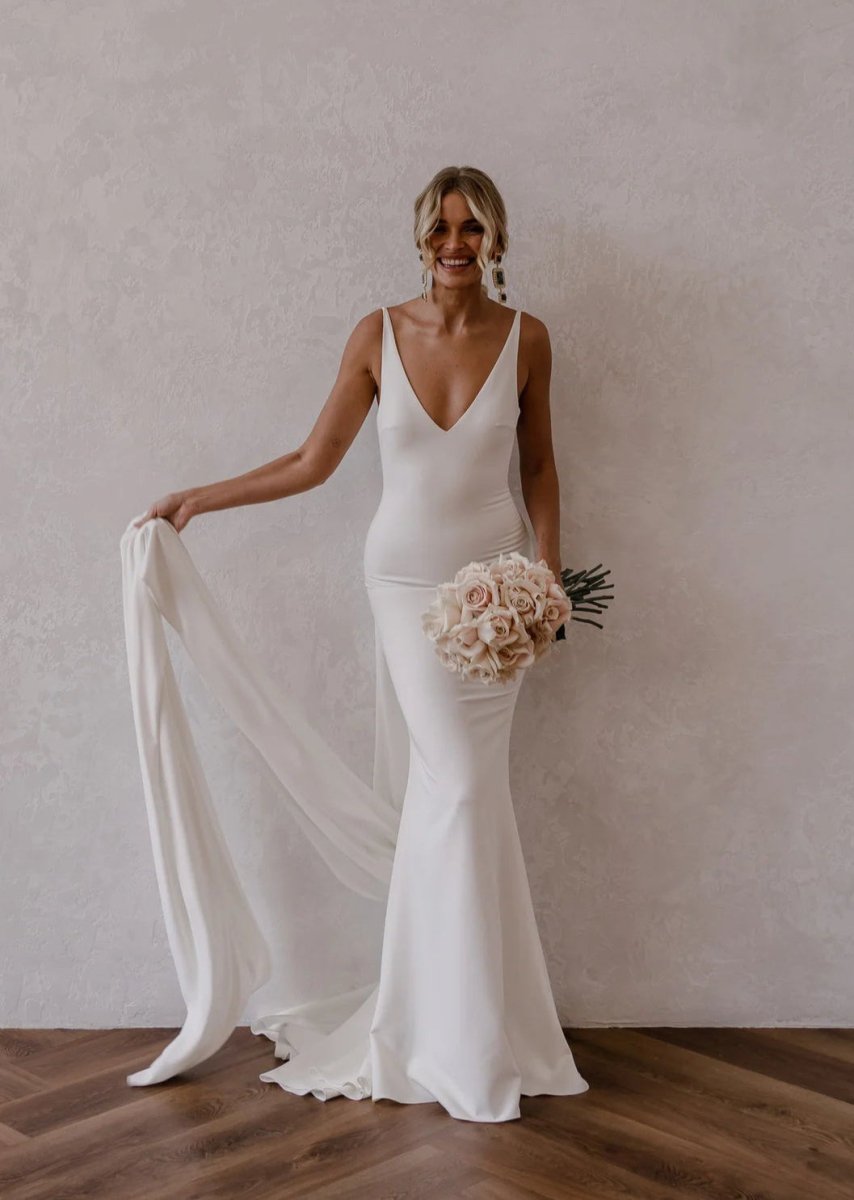 Modern Mermaid Deep V-Neck Bridesmaid Dresses main image 1