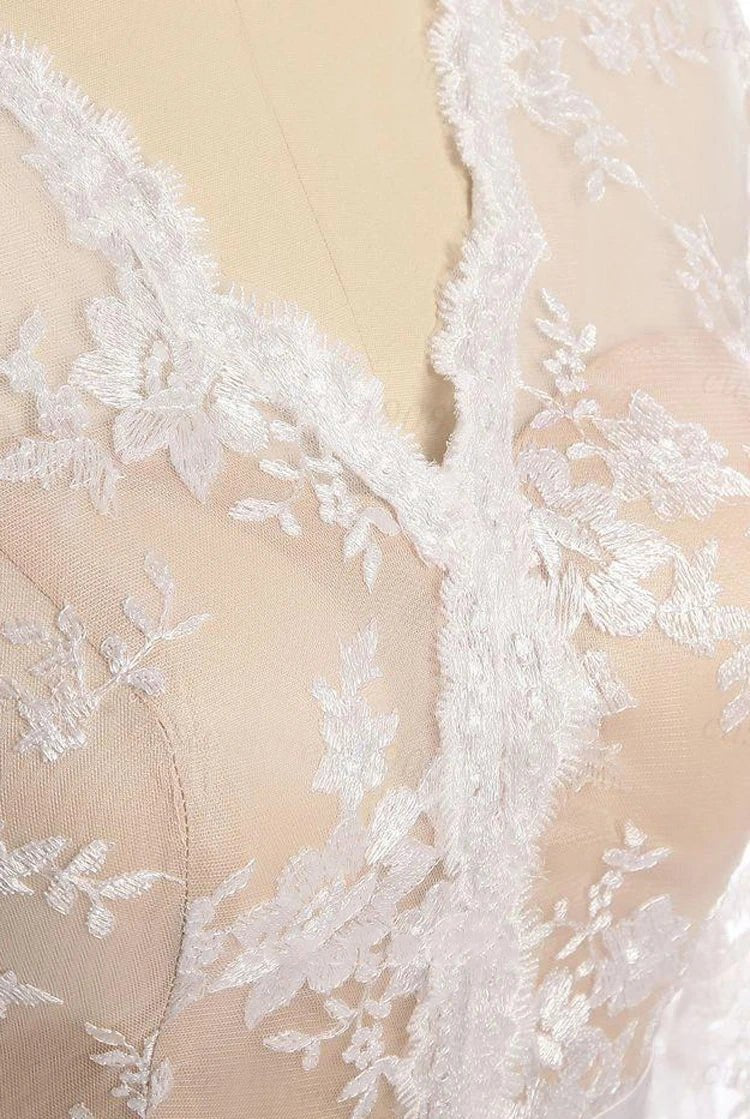 Mermaid Long Sleeve Court Train Lace Dress With Illusion