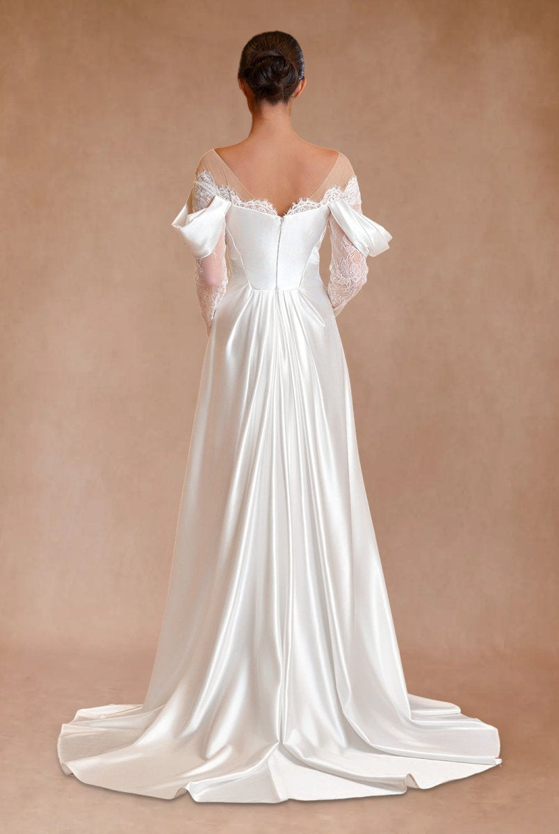 Mermaid Off-the-Shoulder Satin Lace Wedding Dress