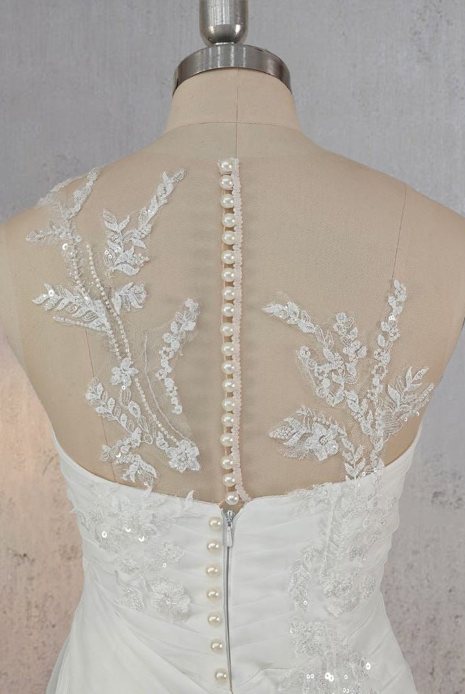 Mermaid Pearled Enchantment Lace Appliqued Wedding Dresses