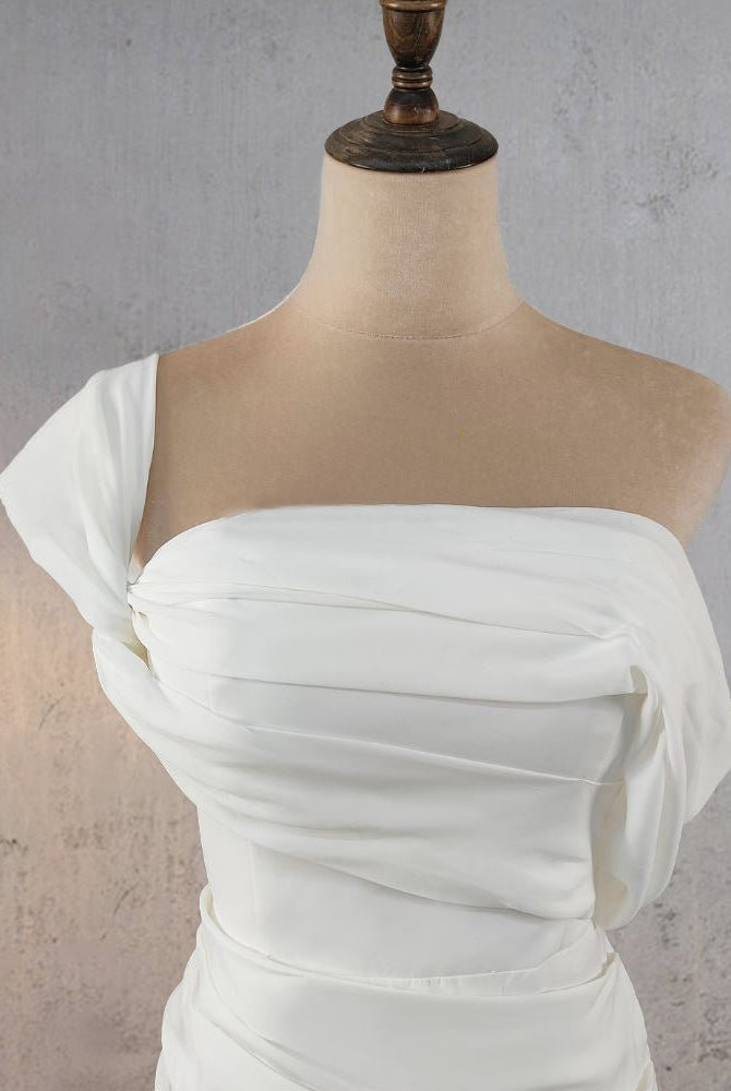 Mermaid Ruched Off - Shoulder Beauty Wedding Dress with Train - KissProm