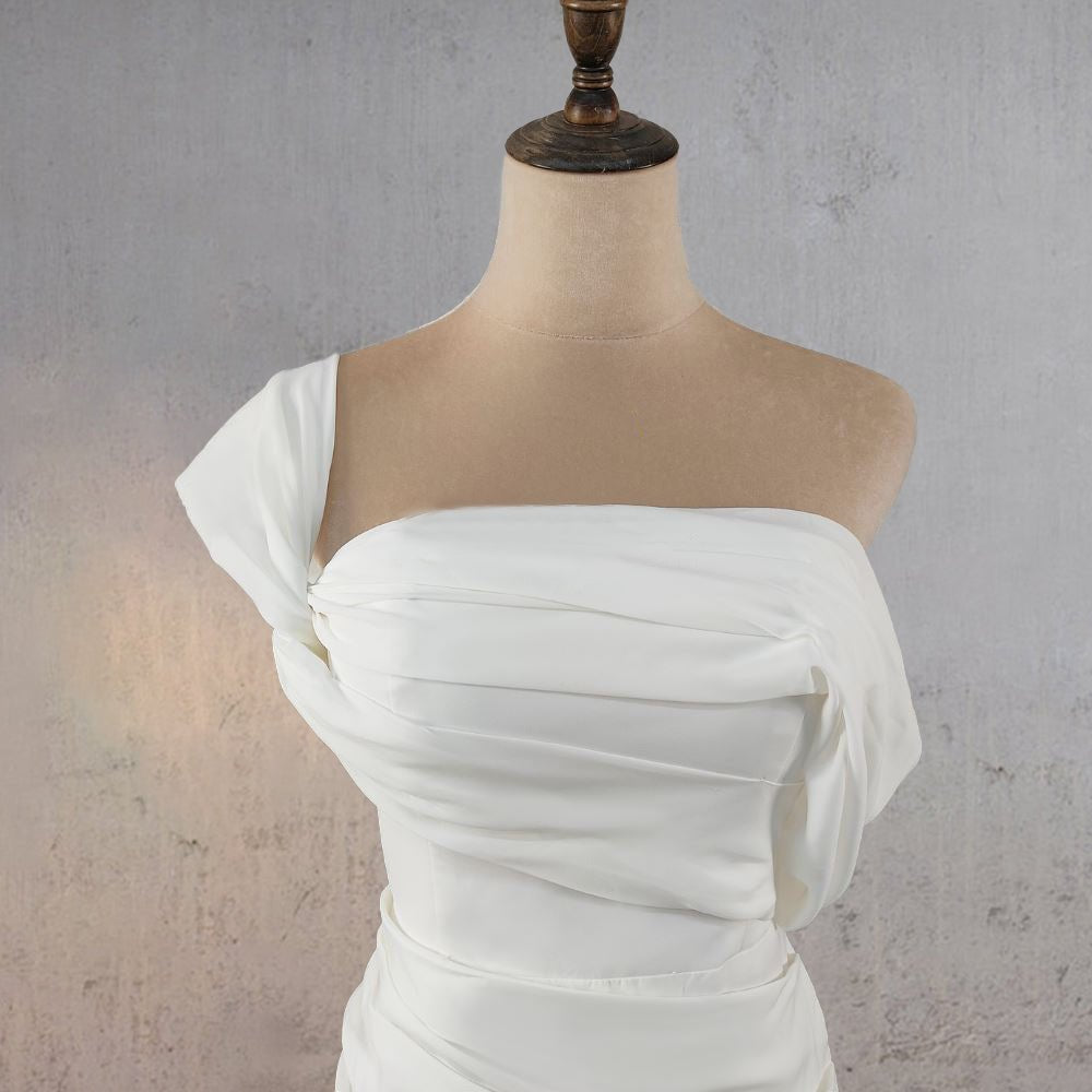 Mermaid Ruched Off - Shoulder Beauty Wedding Dress with Train - KissProm