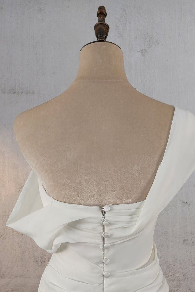 Mermaid Ruched Off - Shoulder Beauty Wedding Dress with Train - KissProm