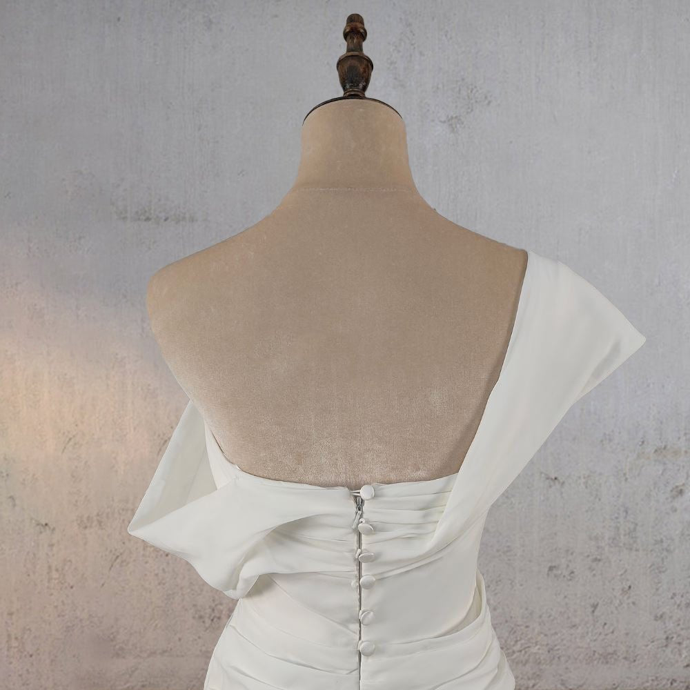 Mermaid Ruched Off - Shoulder Beauty Wedding Dress with Train - KissProm