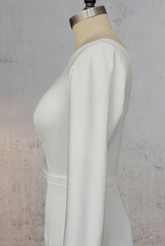 Mermaid Scoop Neck V Back Satin Wedding Dress - KissProm