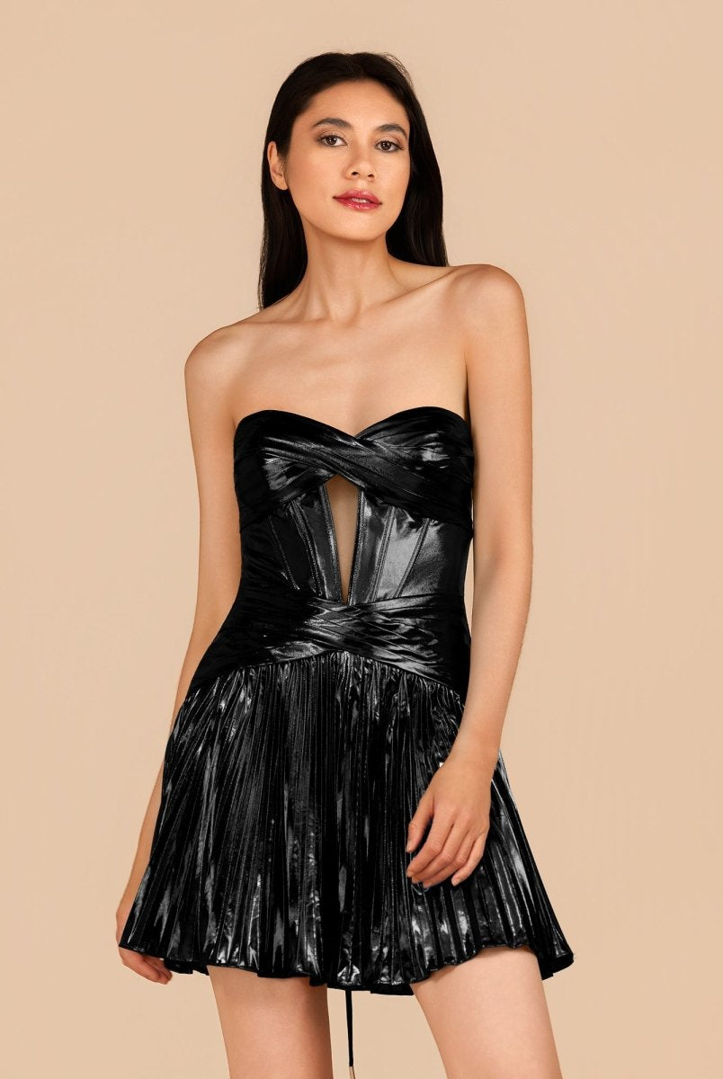 Mikayla | Turquoise - A Line Sweetheart Cutout Metallic Short Homecoming Dresses - KissProm