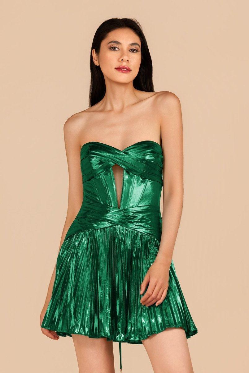 Mikayla | Turquoise - A Line Sweetheart Cutout Metallic Short Homecoming Dresses - KissProm