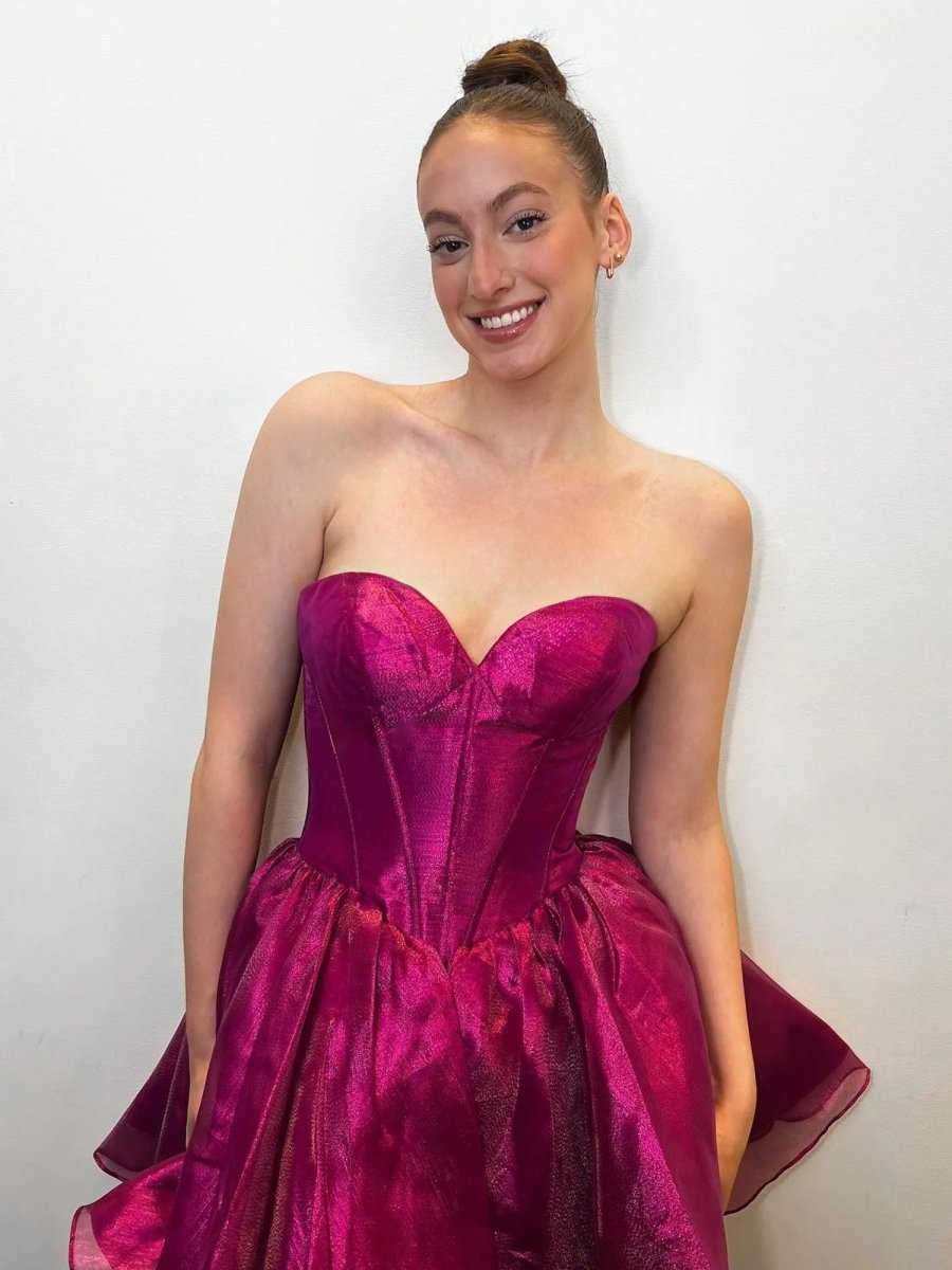 Magenta - A-line Sweetheart Satin Short Homecoming Dresses Magenta - A-line Sweetheart Satin Short Homecoming Dresses